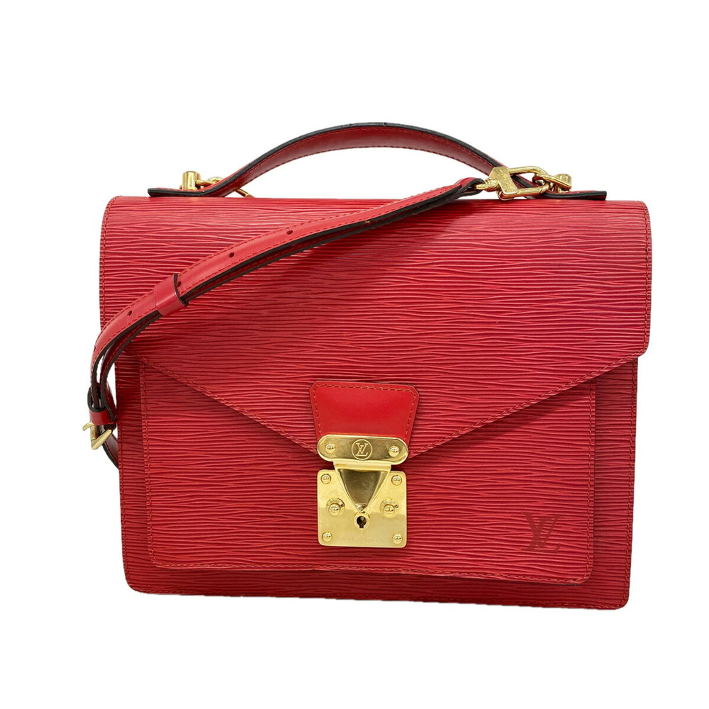 Louis Vuitton Epi Monceau handbag, M52127, Castilian Red, 2-way bag for women.